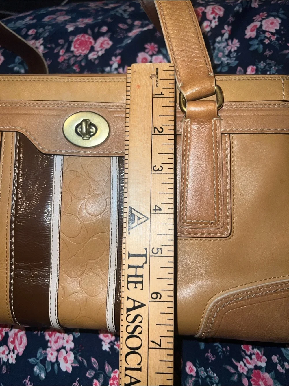 Vintage Coach Hampton signature stripe satchel No11609